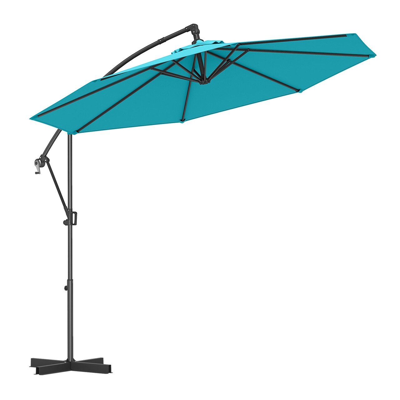 10ft Cantilever Patio Hanging Umbrella with Base, Crank Handle and Air Vent